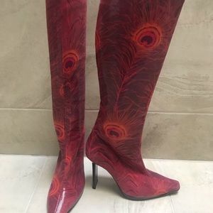 CASADEI sz 6 1/2 peacock knee boot